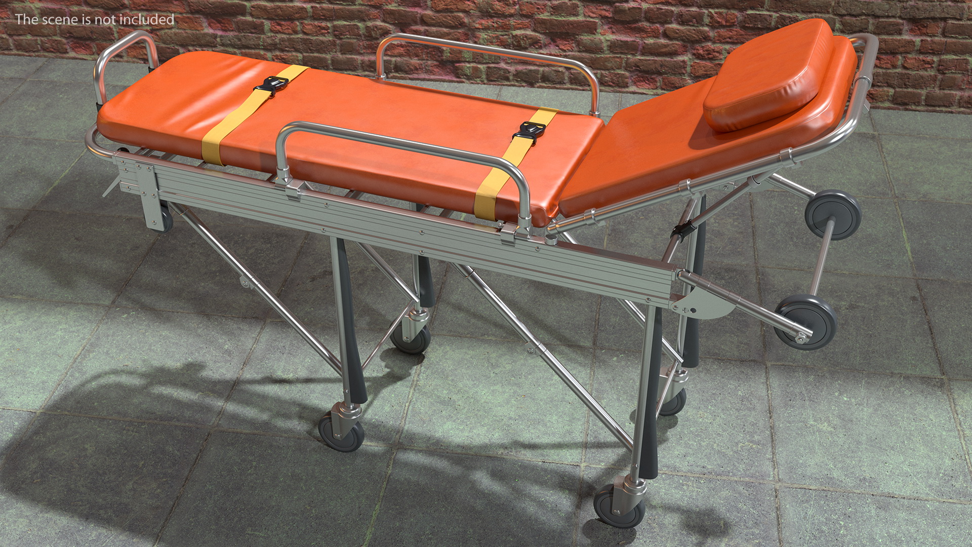 3D model Steel Ambulance Stretcher Hospital Bed Gurney