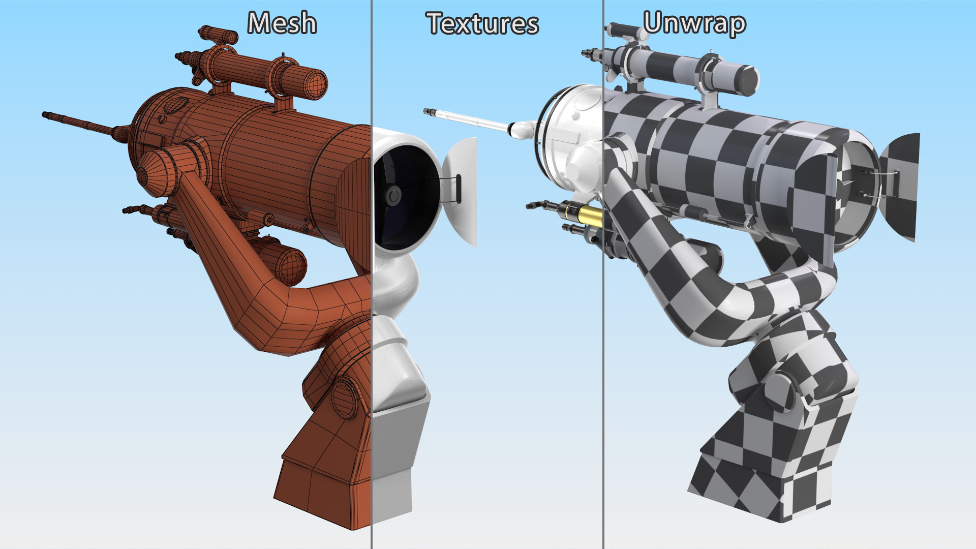 3D model Mitaka GNF60 Observatory Telescope Rigged for Cinema 4D