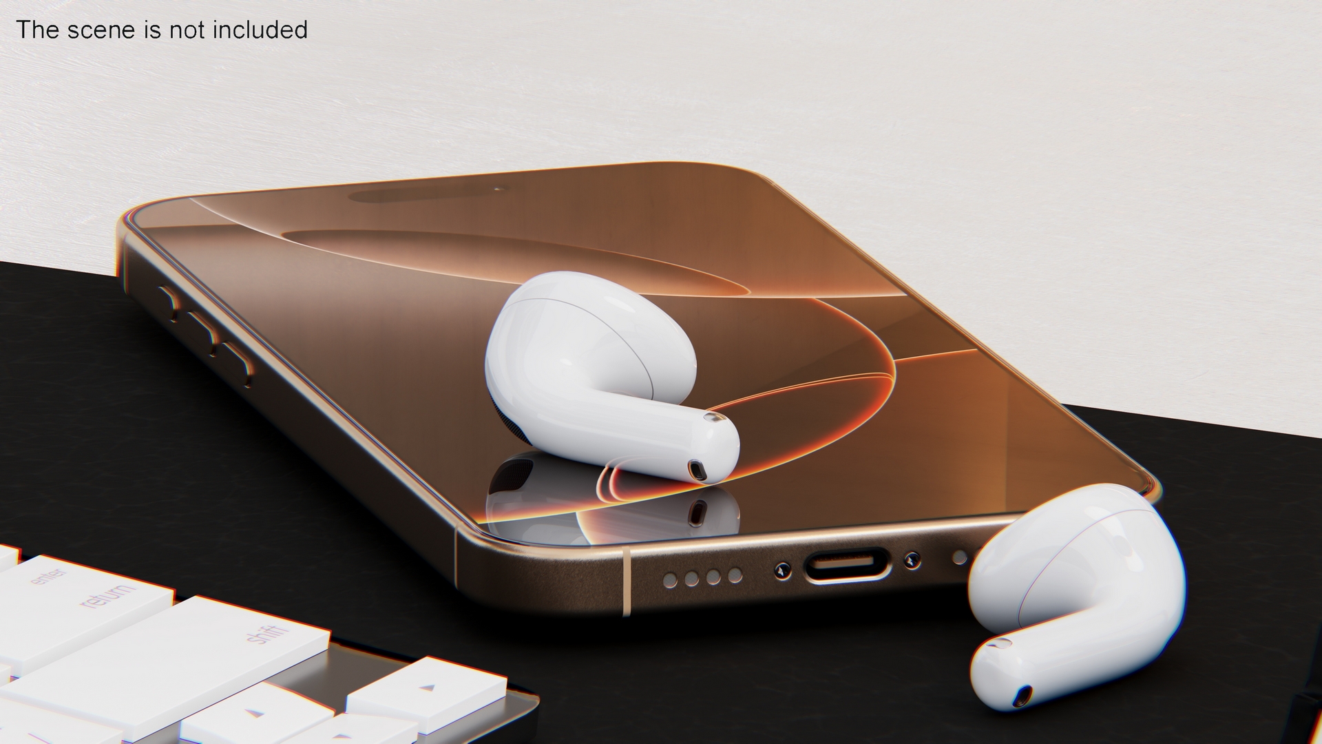 Apple iPhone 16 Pro Max with AirPods 4 Headphones 3D model