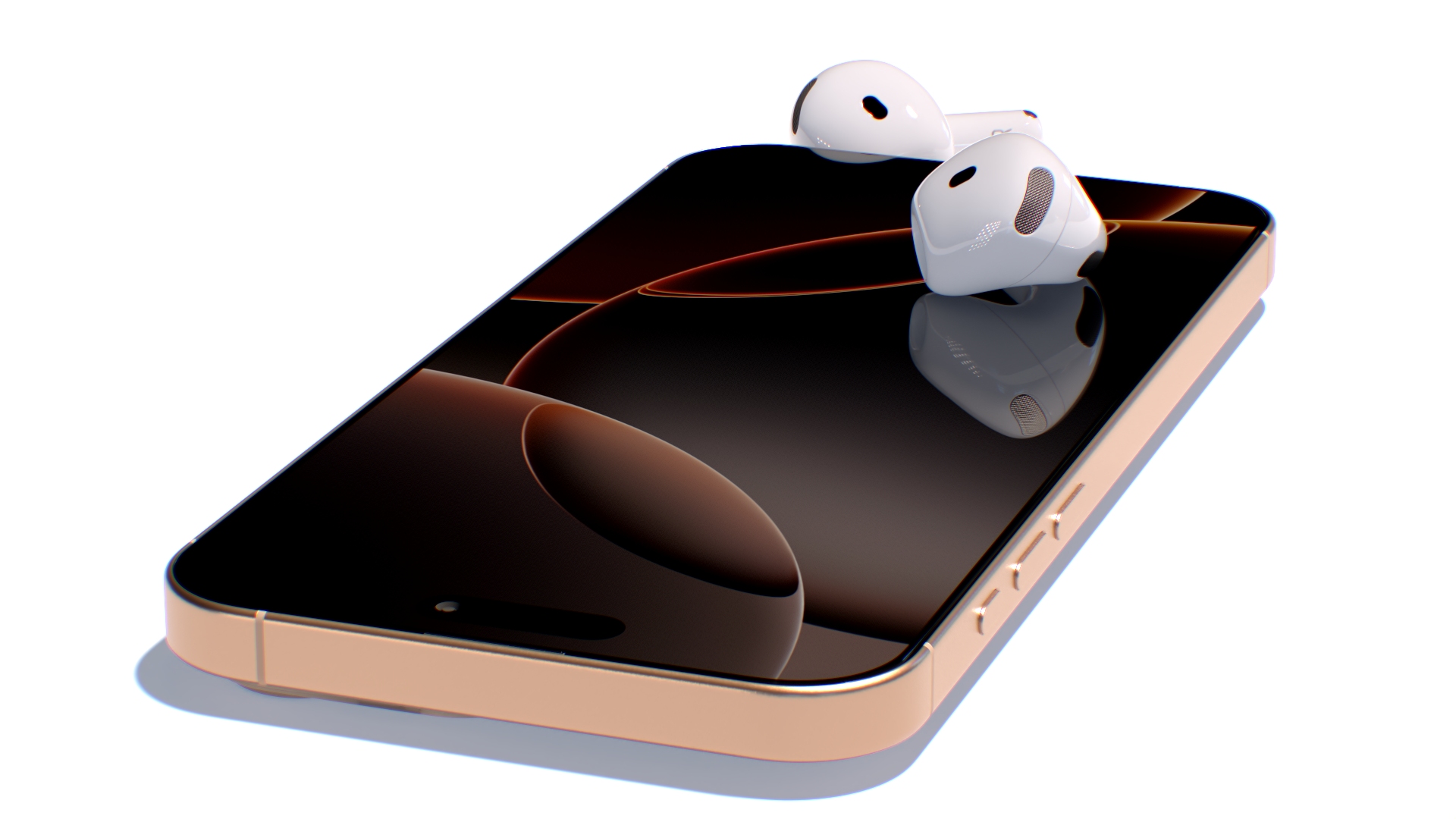 Apple iPhone 16 Pro Max with AirPods 4 Headphones 3D model