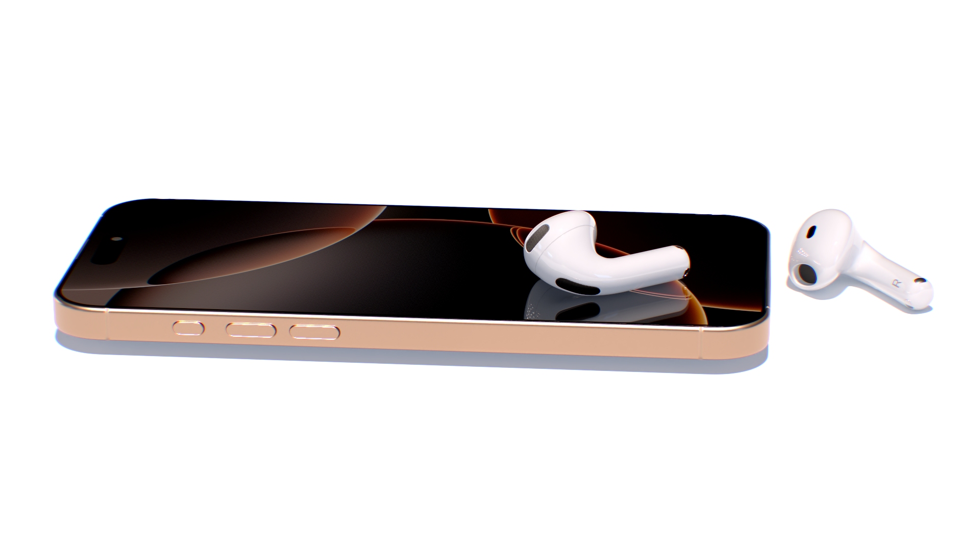 Apple iPhone 16 Pro Max with AirPods 4 Headphones 3D model