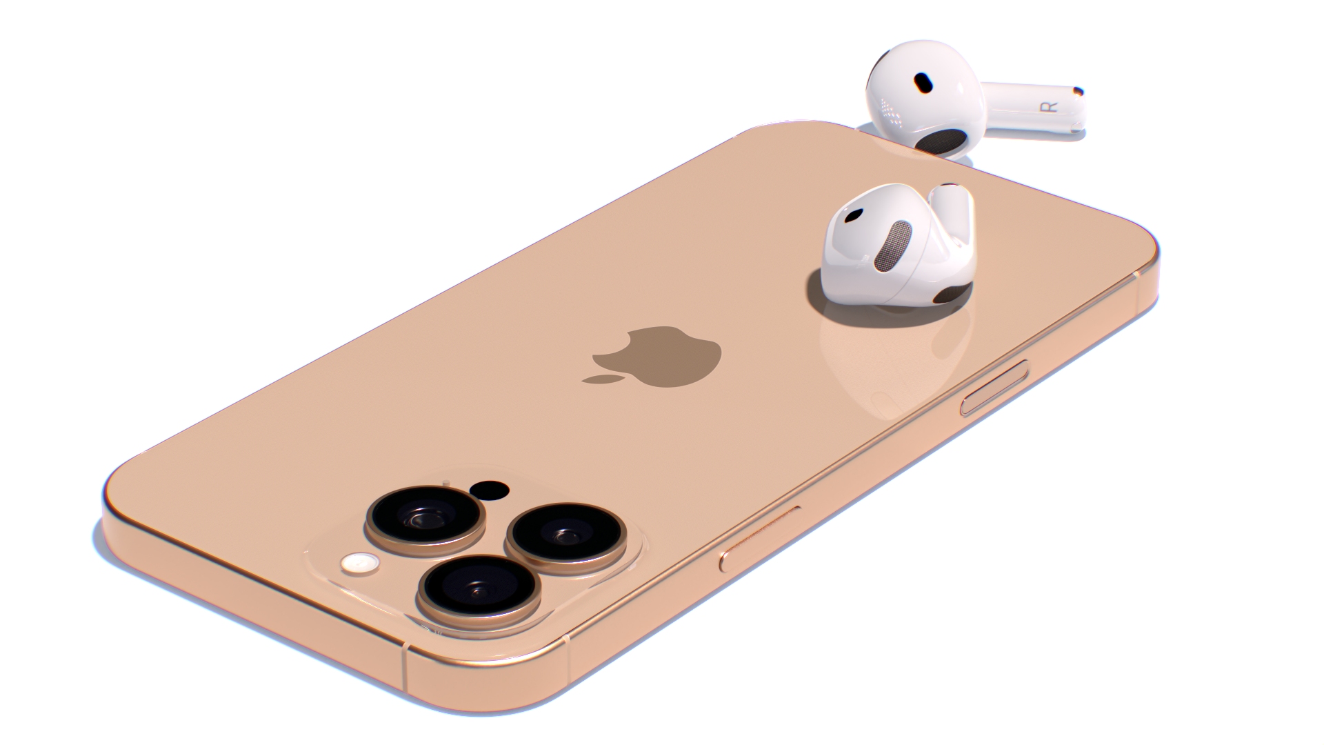 Apple iPhone 16 Pro Max with AirPods 4 Headphones 3D model
