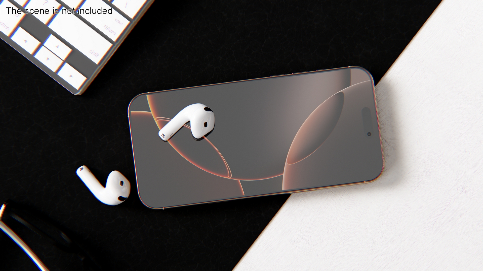Apple iPhone 16 Pro Max with AirPods 4 Headphones 3D model