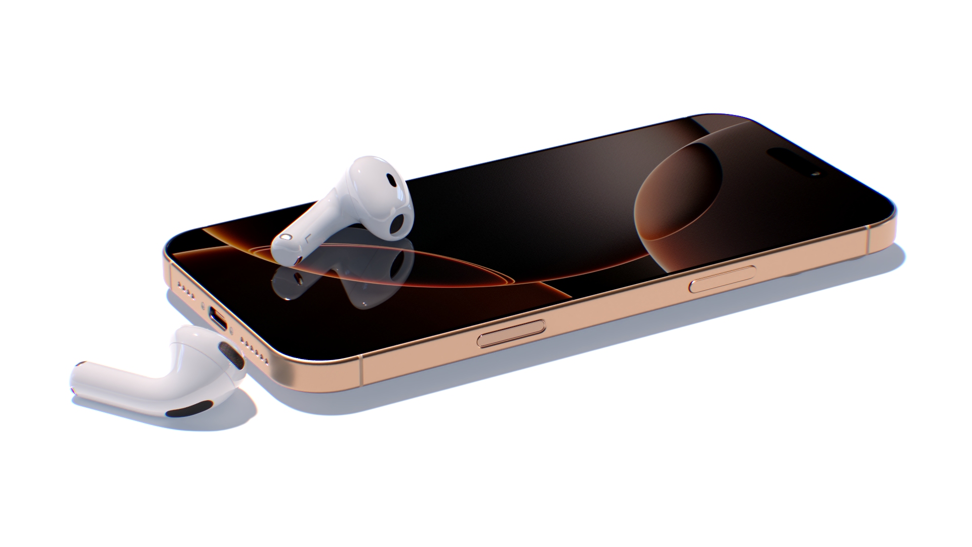 Apple iPhone 16 Pro Max with AirPods 4 Headphones 3D model