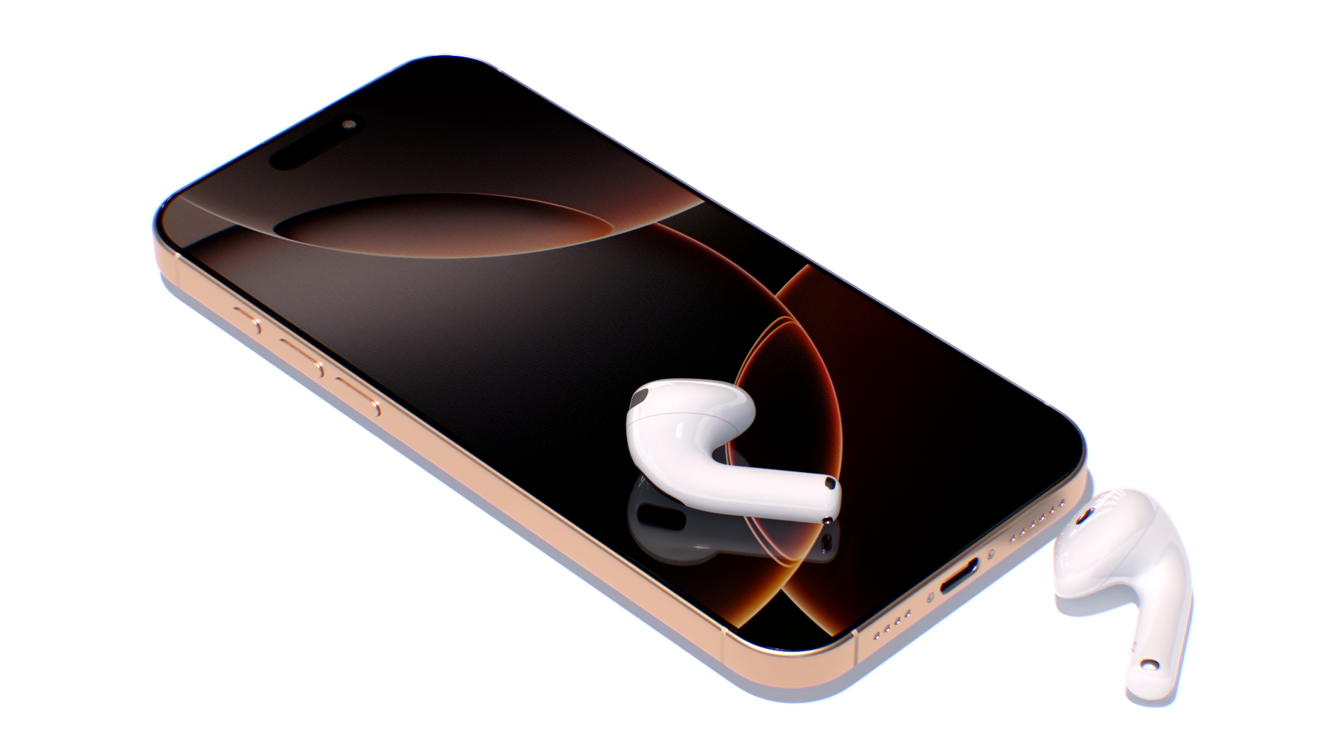Apple iPhone 16 Pro Max with AirPods 4 Headphones 3D model