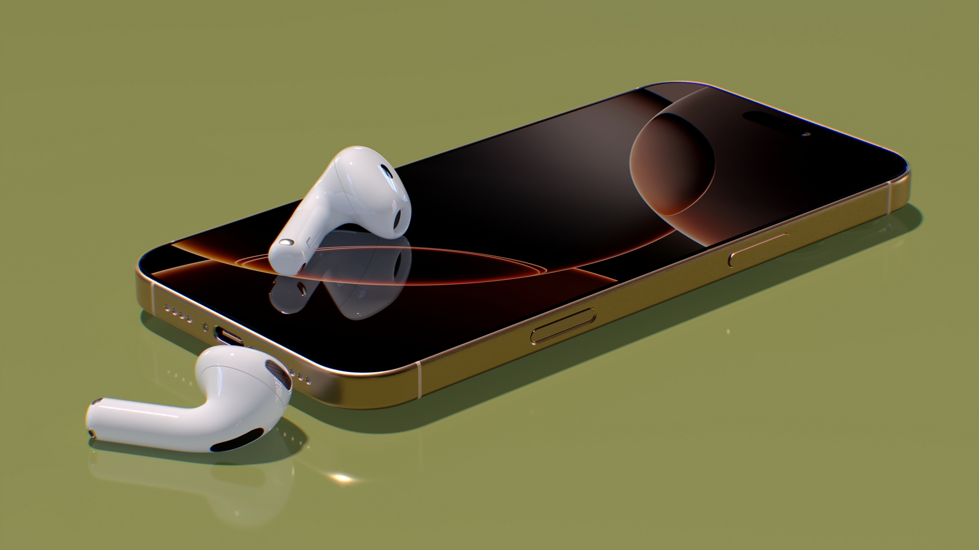 Apple iPhone 16 Pro Max with AirPods 4 Headphones 3D model