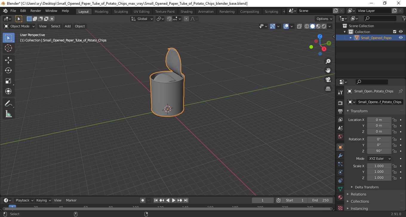 Small Opened Paper Tube of Potato Chips 3D model