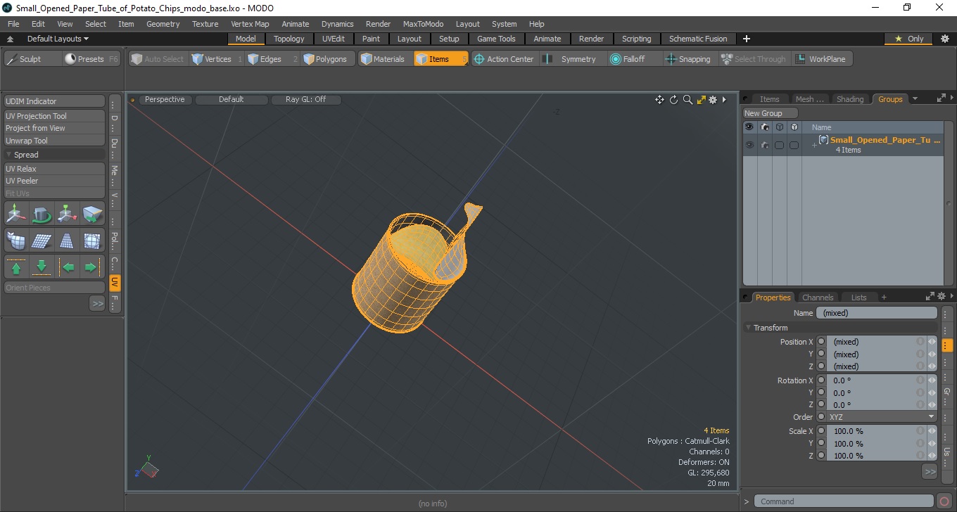 Small Opened Paper Tube of Potato Chips 3D model