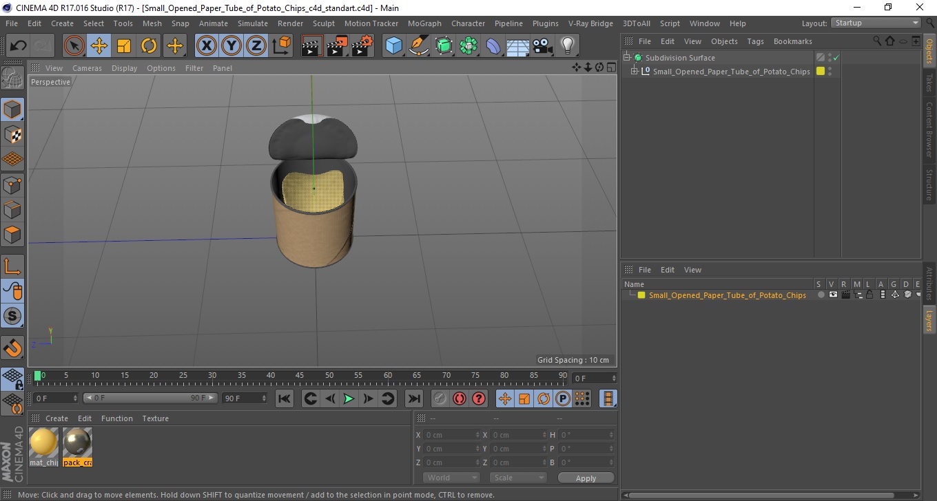 Small Opened Paper Tube of Potato Chips 3D model