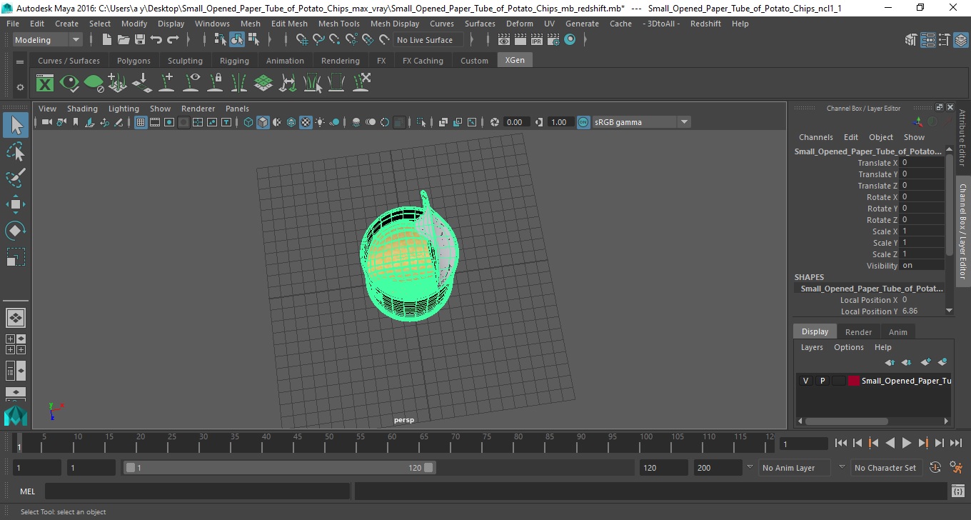 Small Opened Paper Tube of Potato Chips 3D model