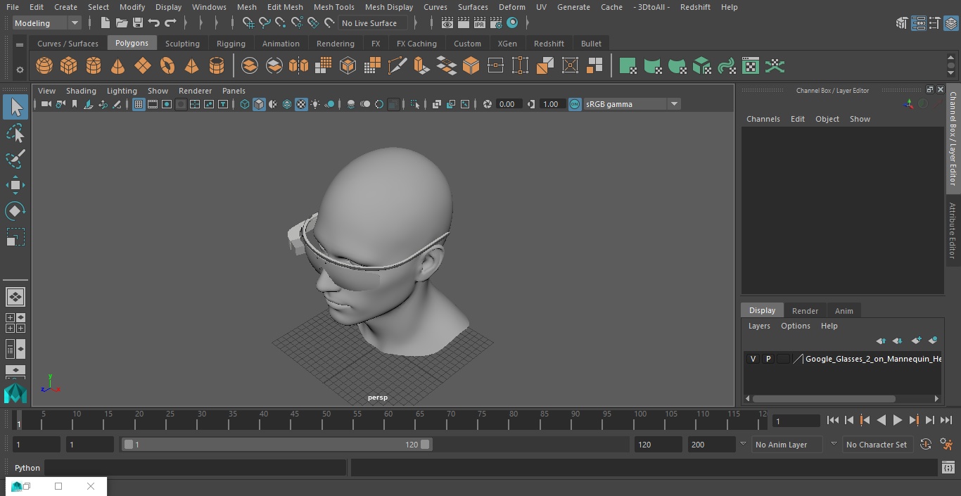 Google Glasses 2 on Mannequin Head 3D model