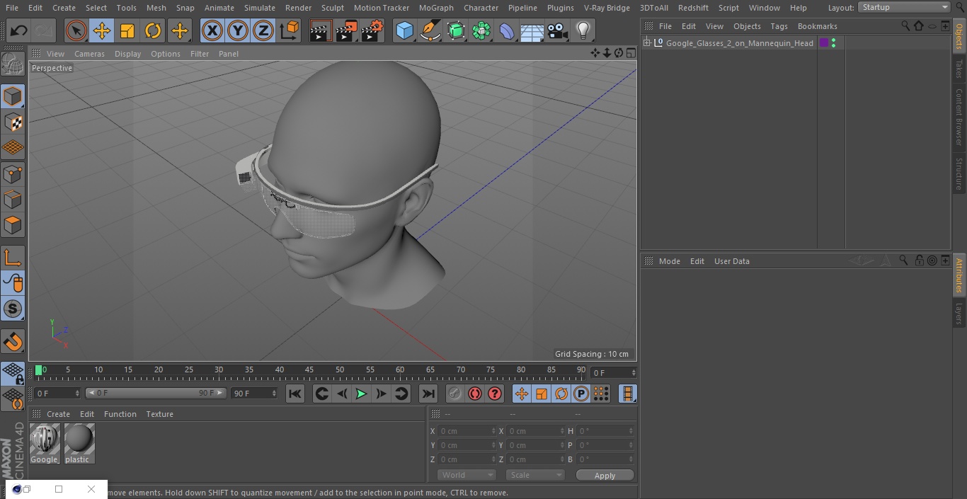 Google Glasses 2 on Mannequin Head 3D model