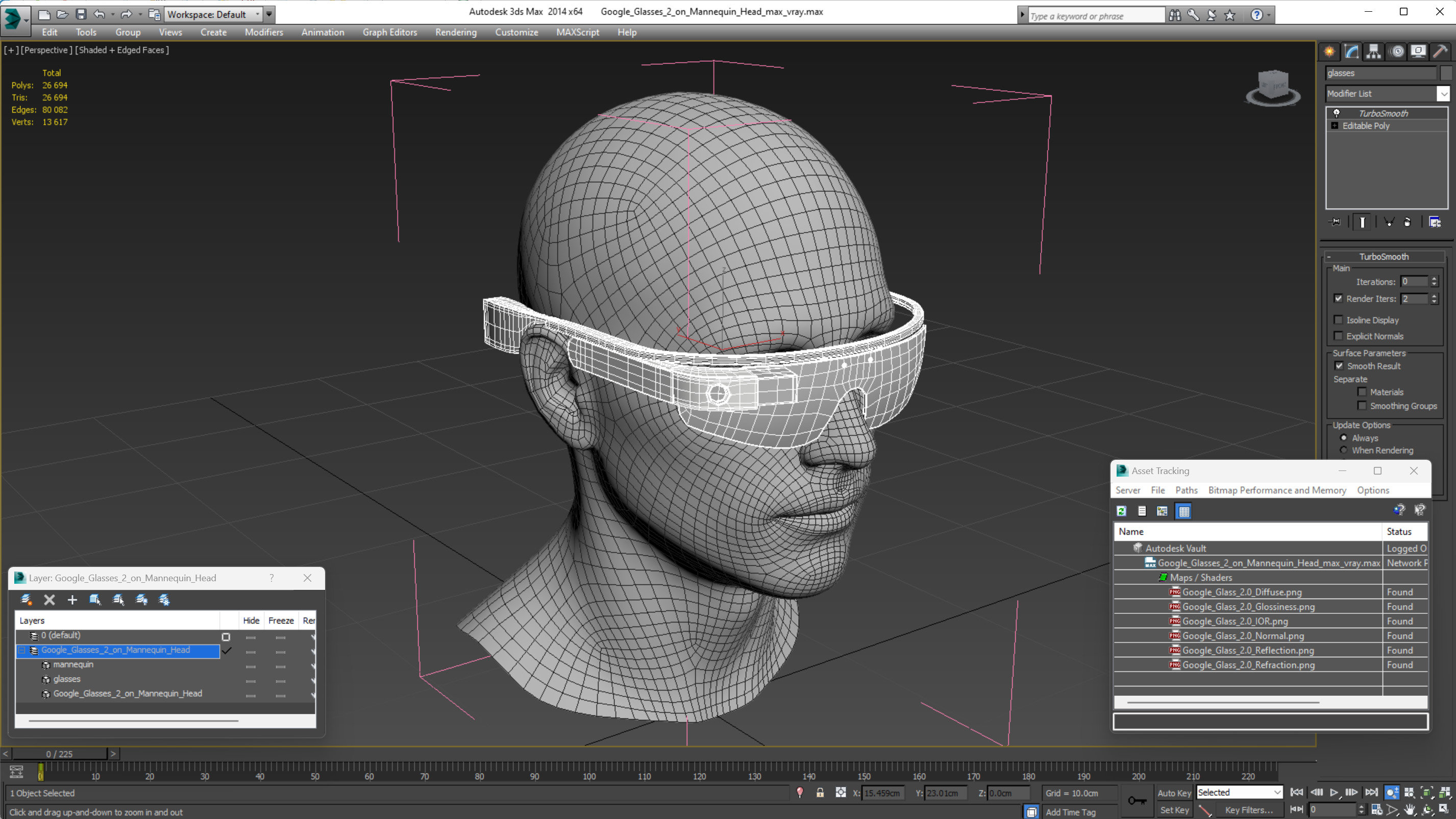 Google Glasses 2 on Mannequin Head 3D model
