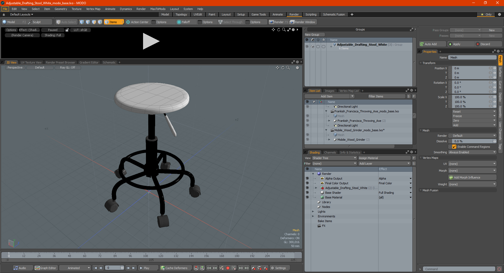 3D Adjustable Drafting Stool White