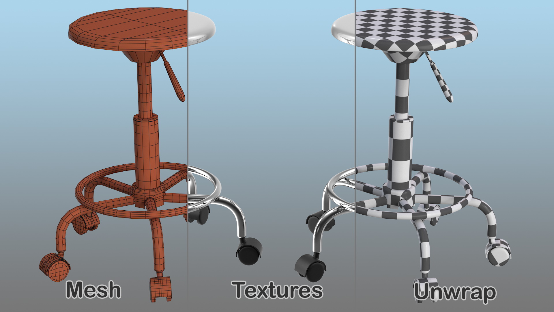 3D Adjustable Drafting Stool White