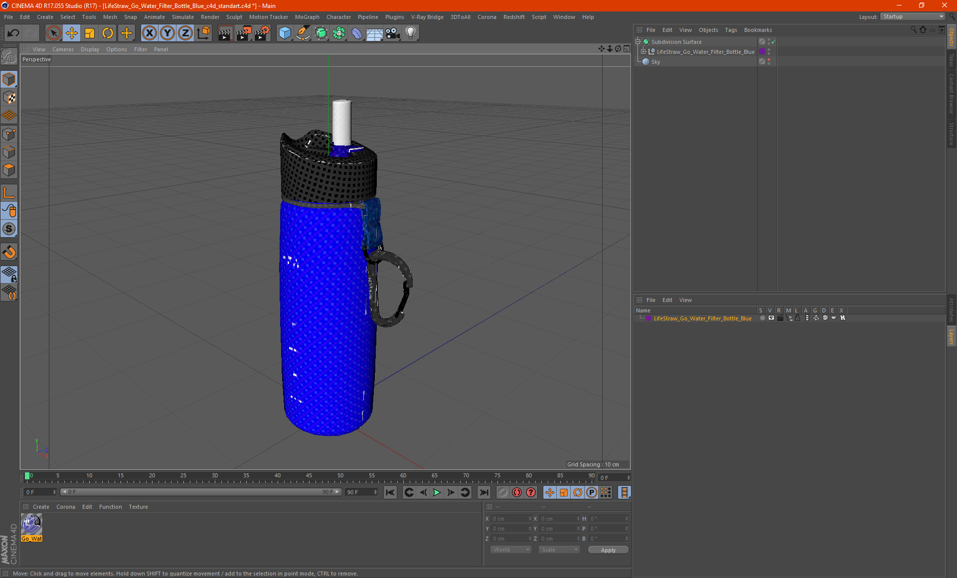LifeStraw Go Water Filter Bottle Blue 3D