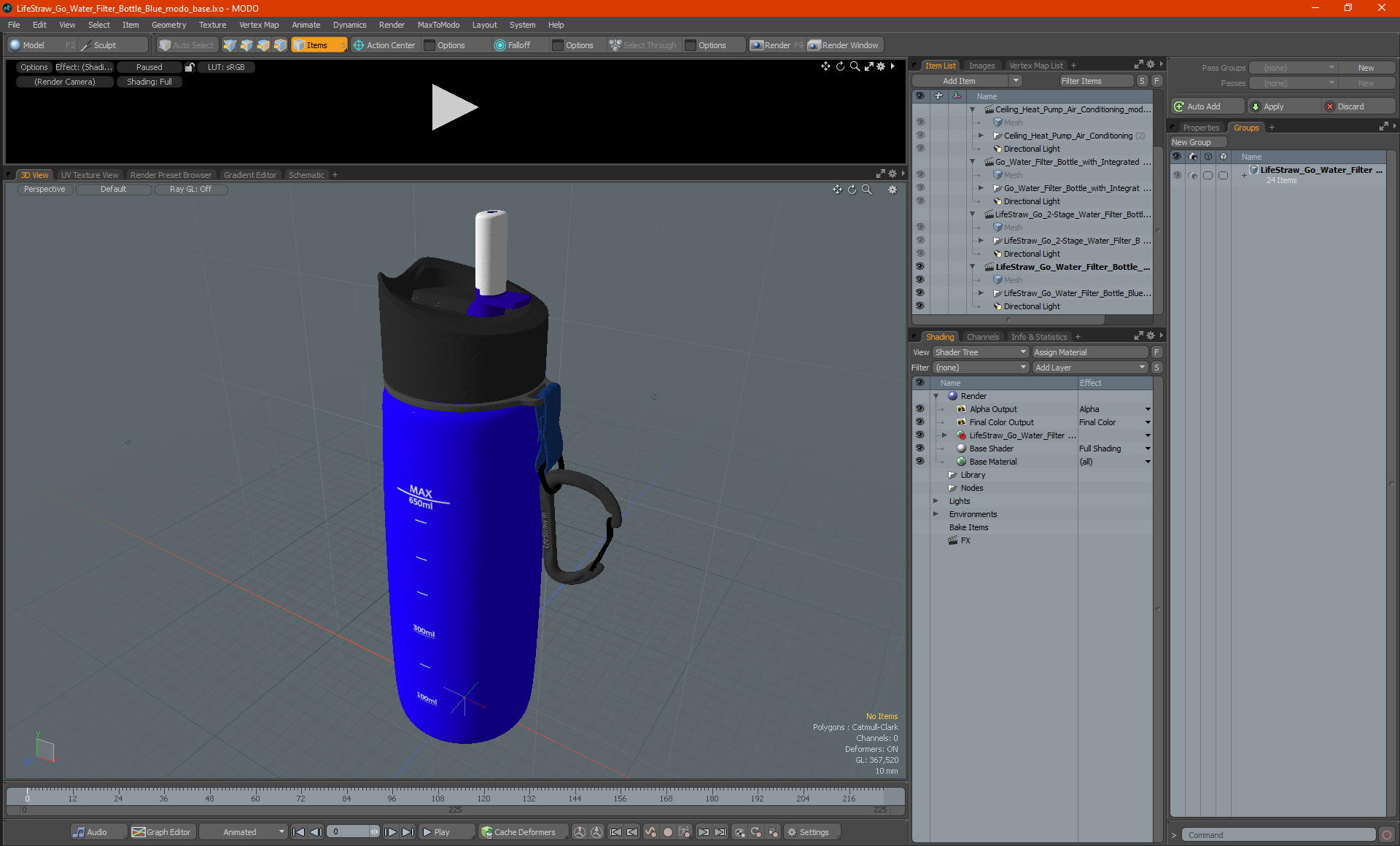LifeStraw Go Water Filter Bottle Blue 3D