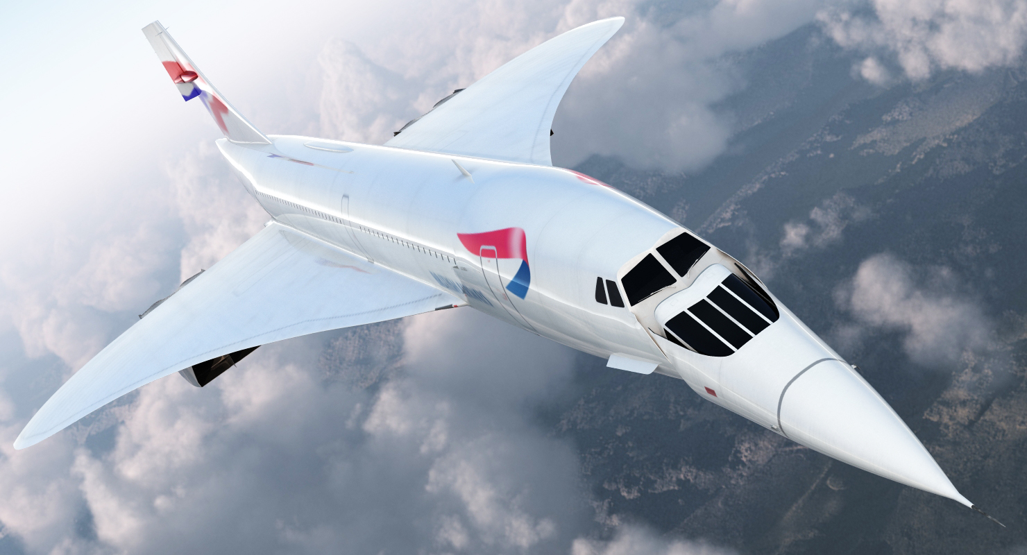 3D model Concorde supersonic Passenger Jet Airliner British Airways Rigged