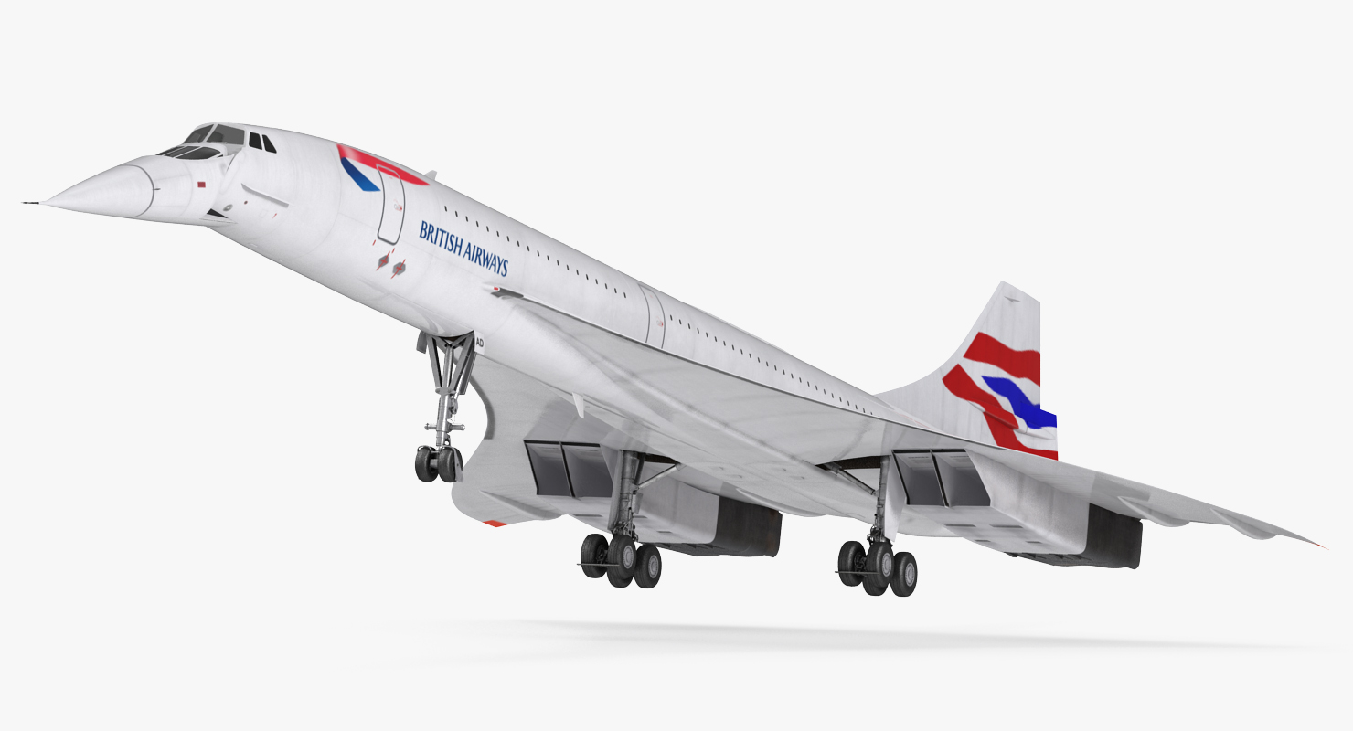 3D model Concorde supersonic Passenger Jet Airliner British Airways Rigged