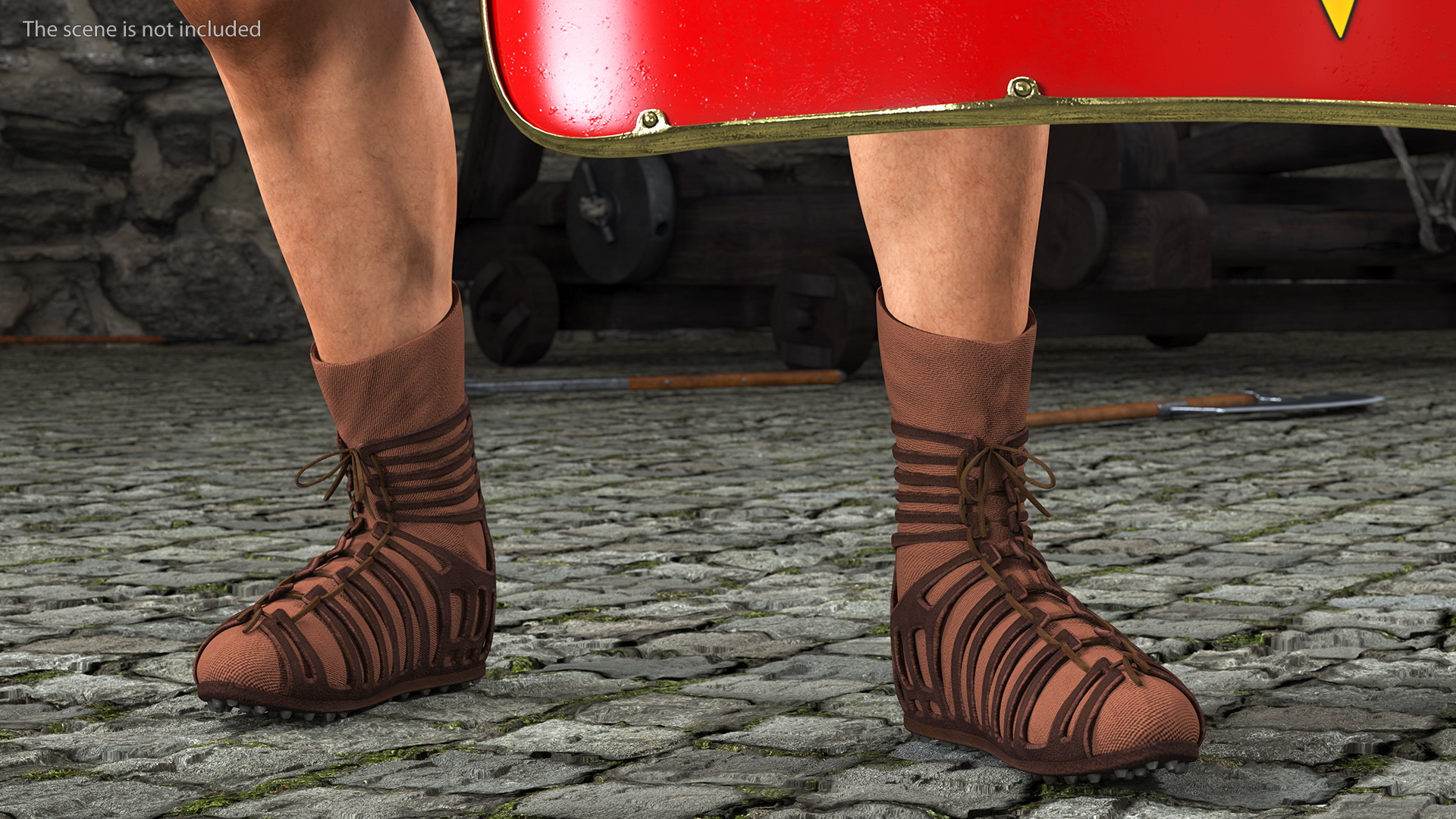 3D Roman Legionnaire with Gladius Attack Pose Fur