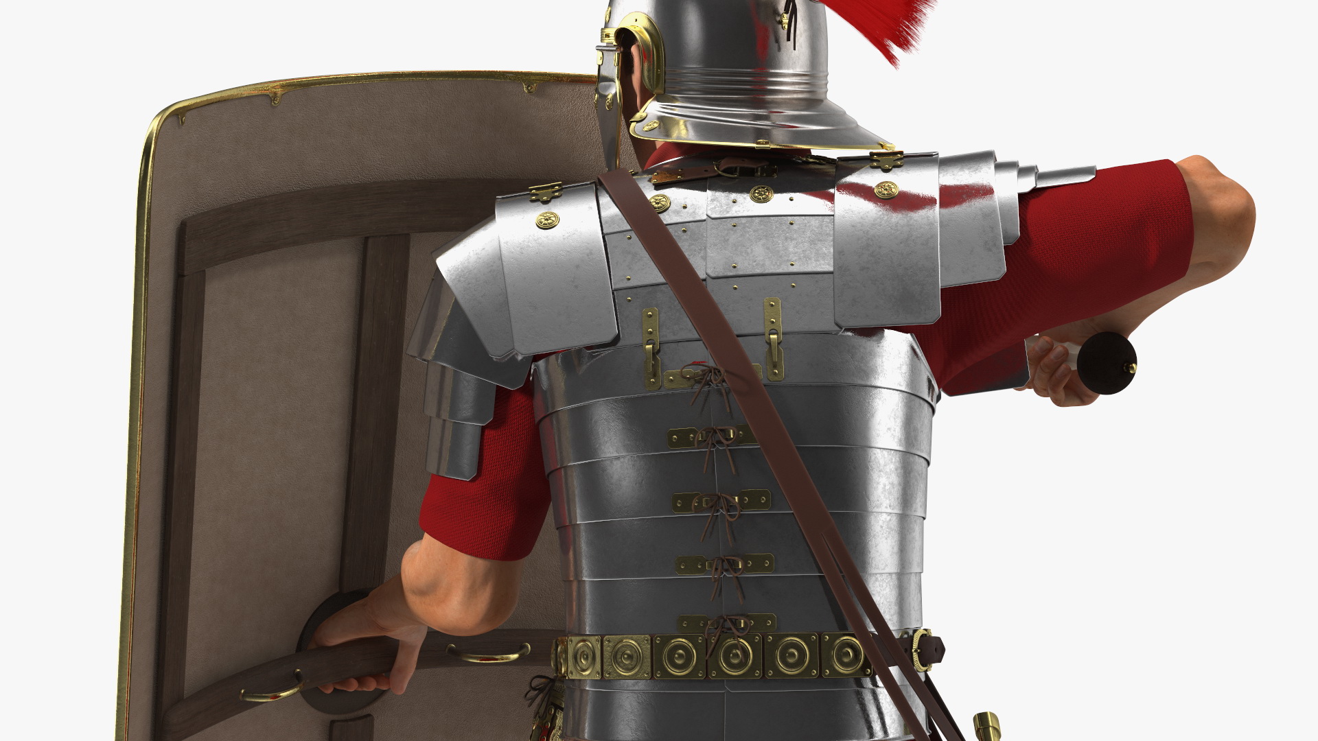 3D Roman Legionnaire with Gladius Attack Pose Fur