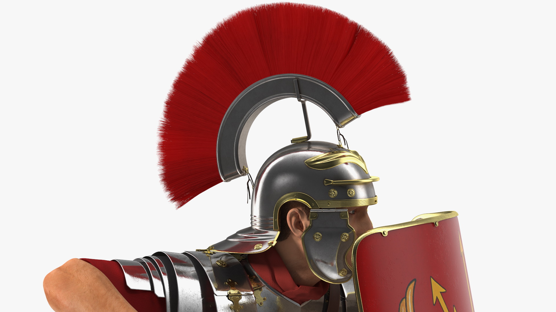 3D Roman Legionnaire with Gladius Attack Pose Fur