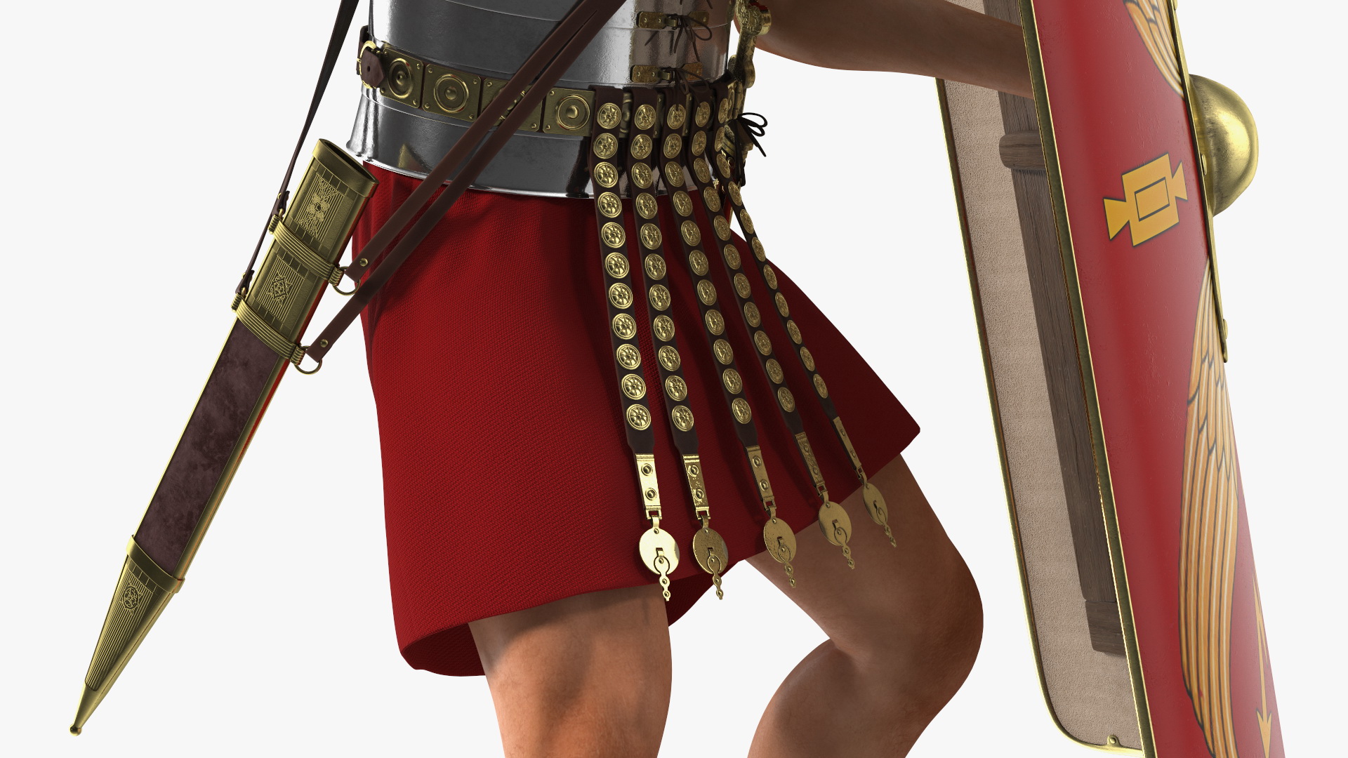 3D Roman Legionnaire with Gladius Attack Pose Fur