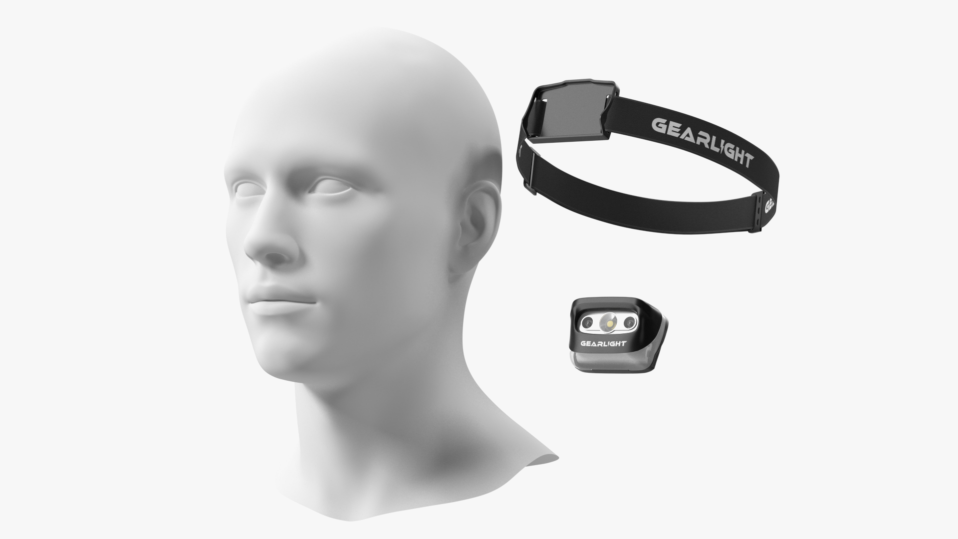3D model Headlamp GearLight LED on Mannequin Head