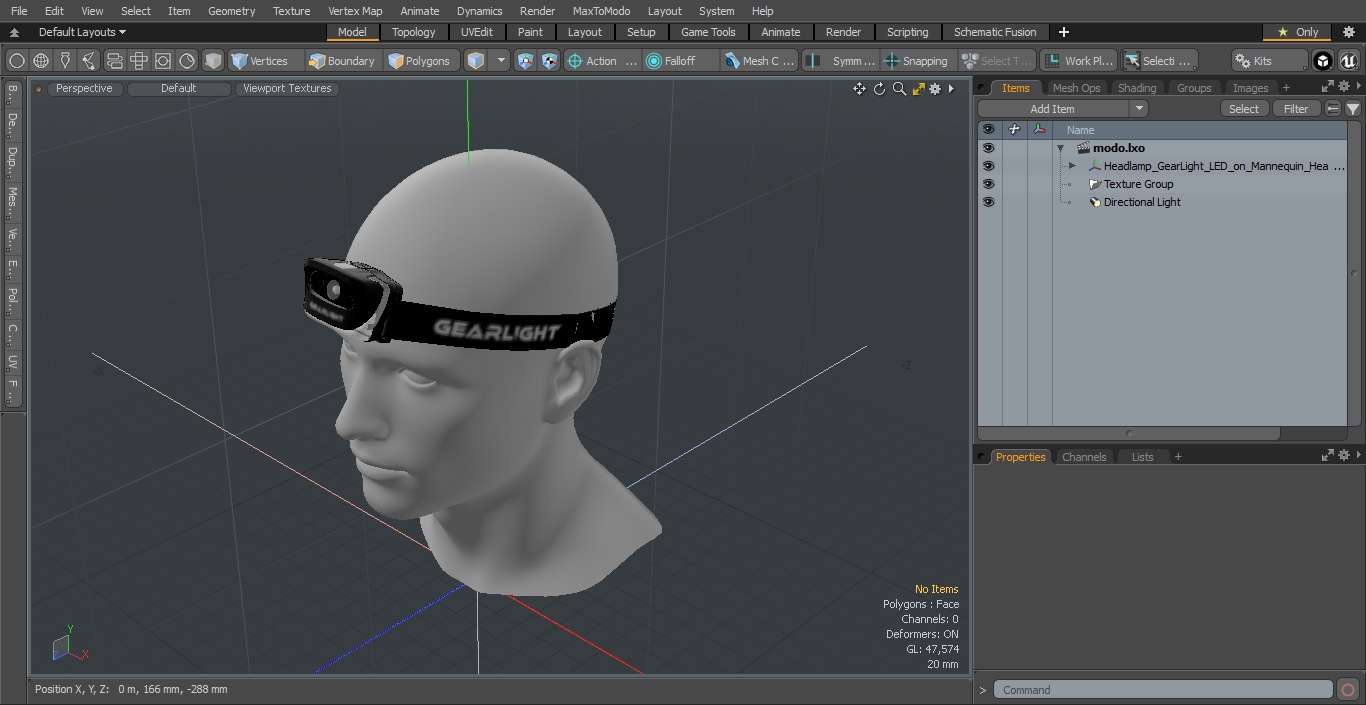 3D model Headlamp GearLight LED on Mannequin Head