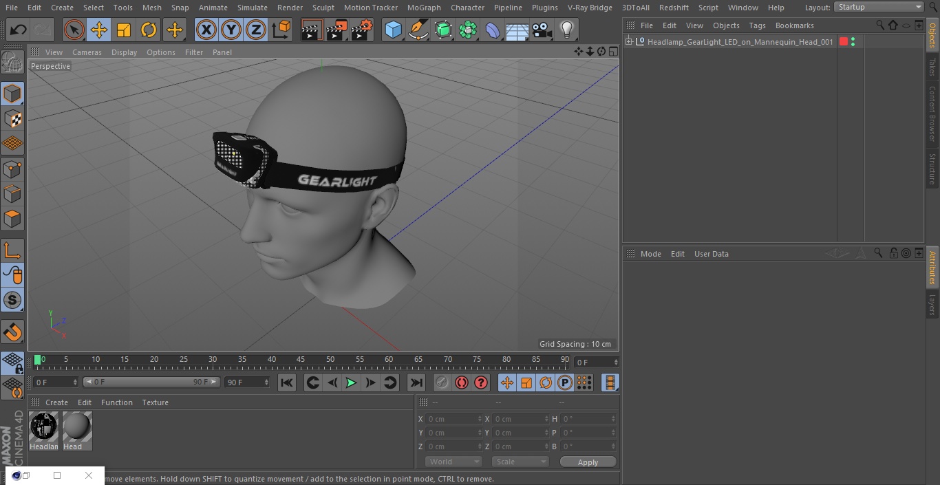 3D model Headlamp GearLight LED on Mannequin Head