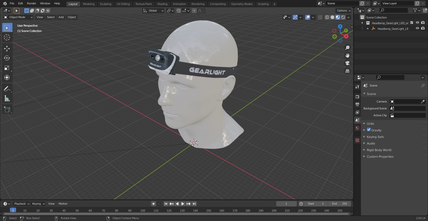 3D model Headlamp GearLight LED on Mannequin Head