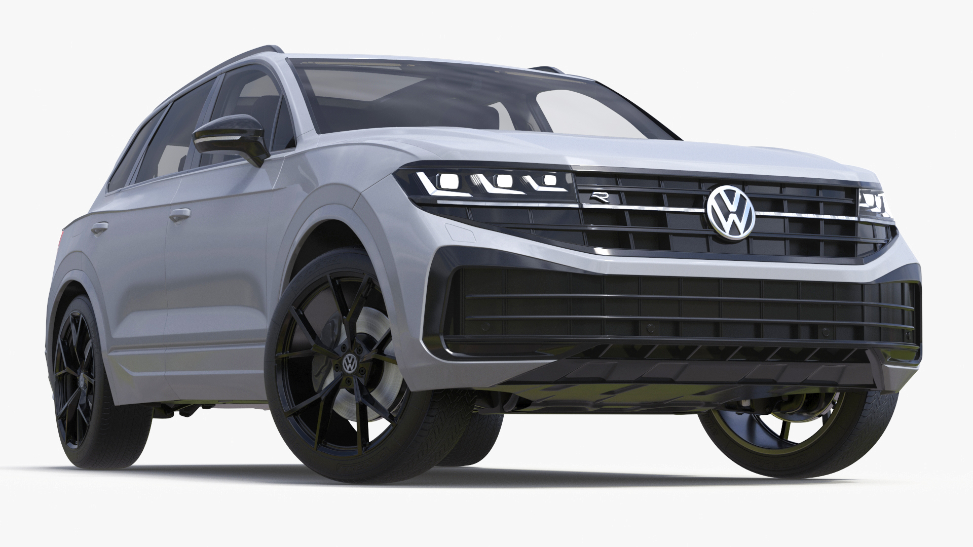 3D Volkswagen Touareg 2024 White Lights On Rigged
