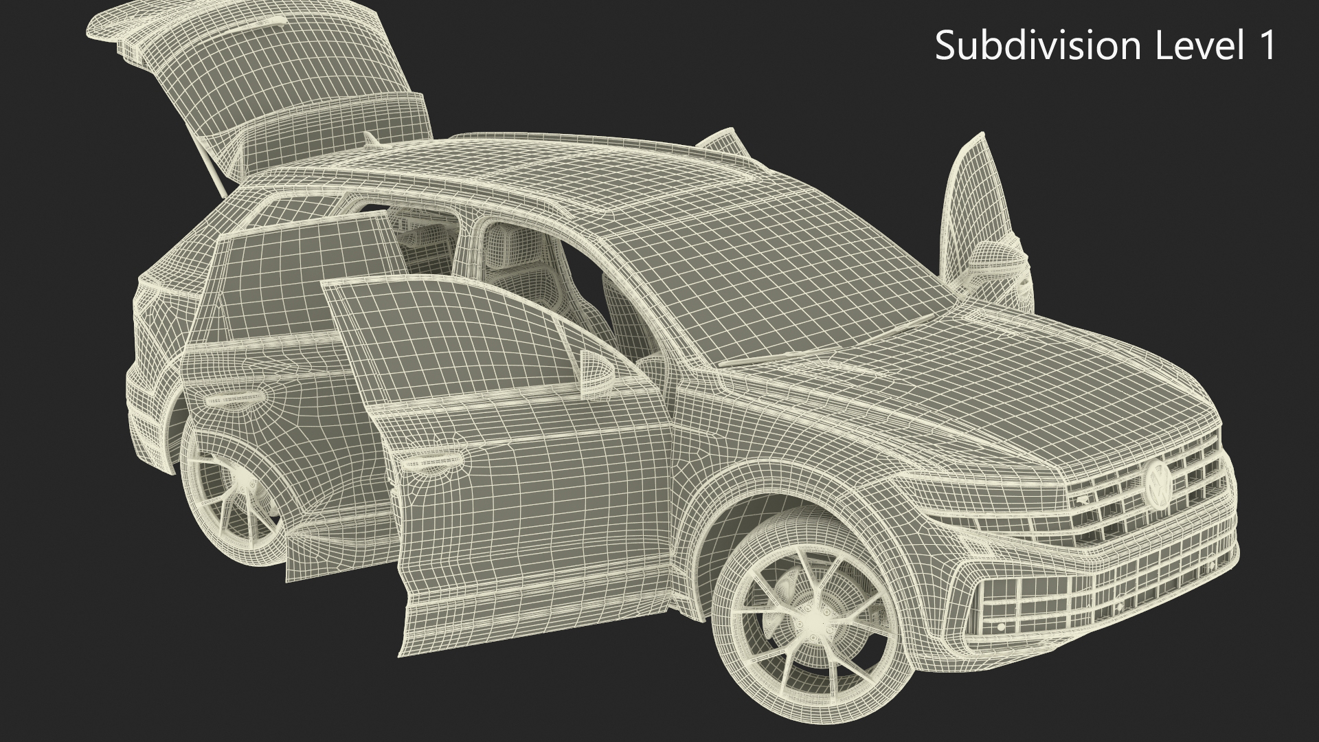 3D Volkswagen Touareg 2024 White Lights On Rigged