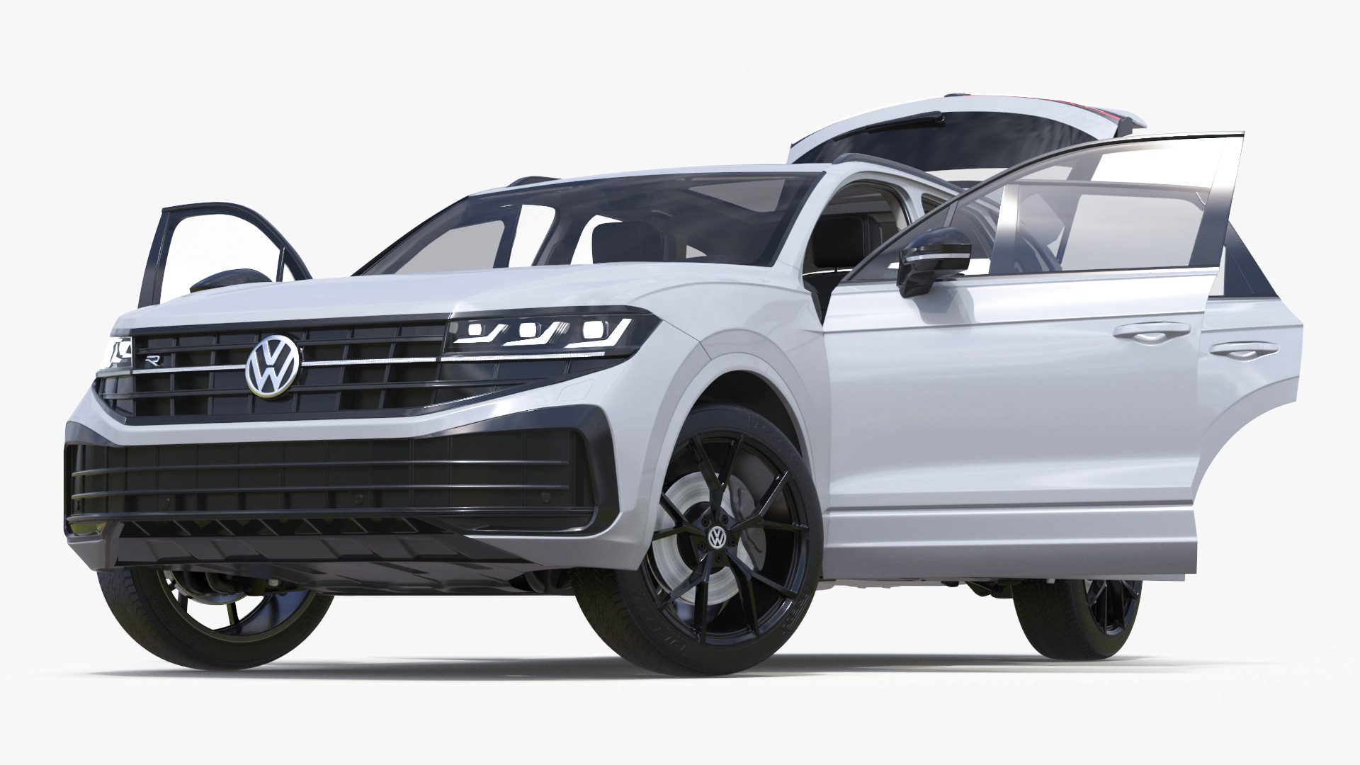 3D Volkswagen Touareg 2024 White Lights On Rigged