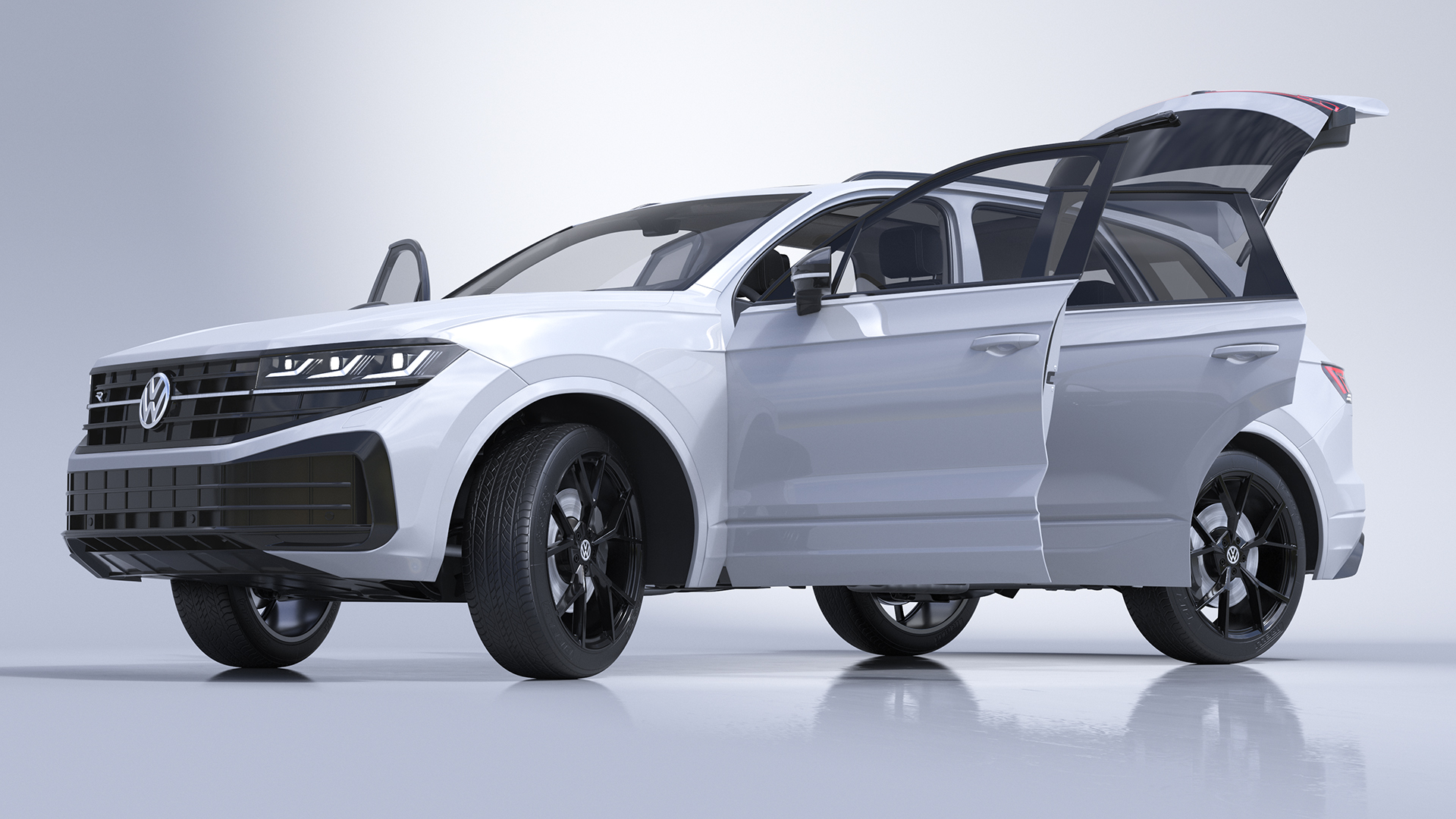 3D Volkswagen Touareg 2024 White Lights On Rigged