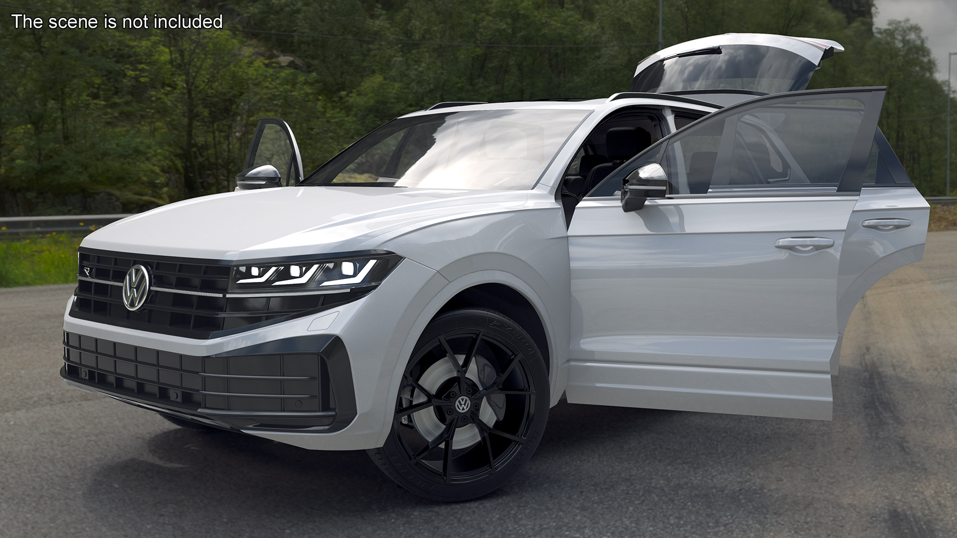 3D Volkswagen Touareg 2024 White Lights On Rigged