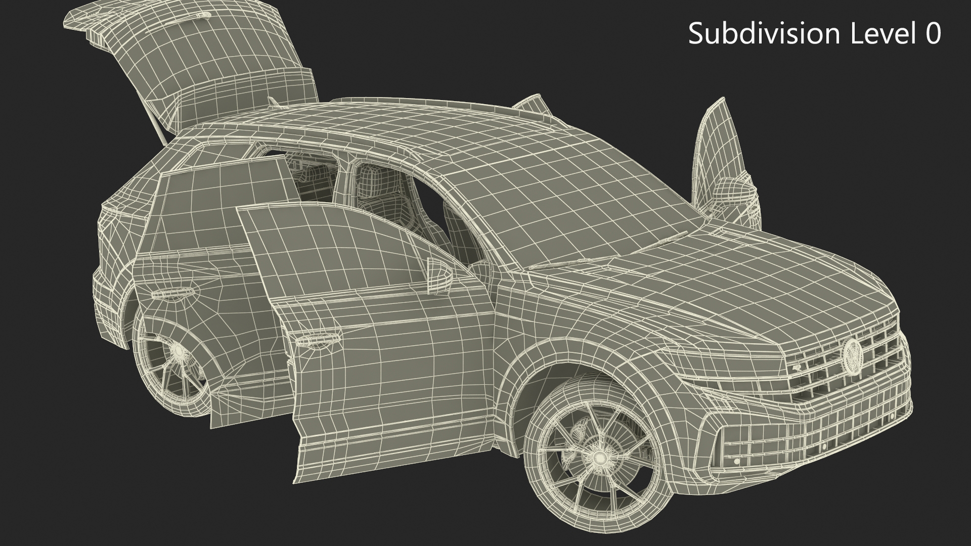 3D Volkswagen Touareg 2024 White Lights On Rigged