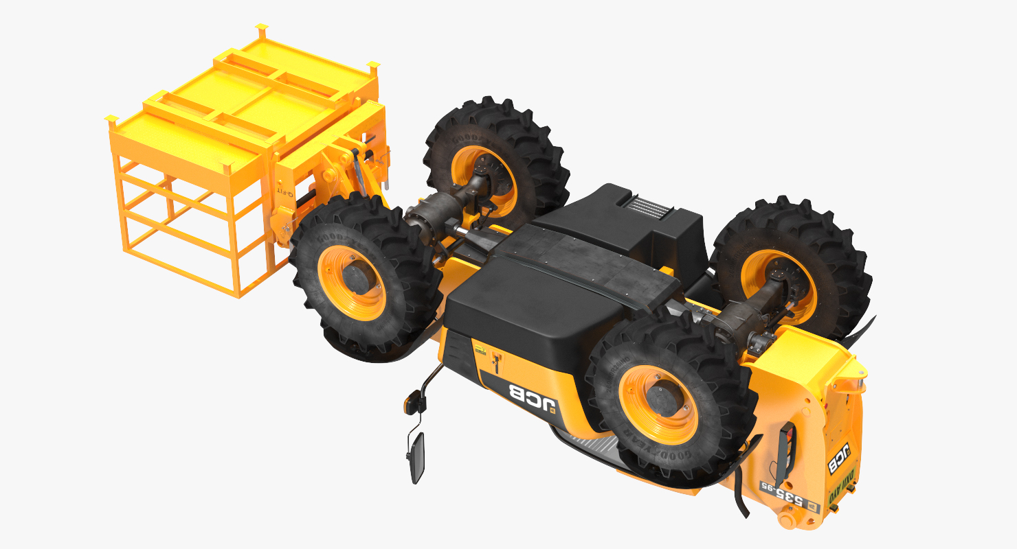 JCB 535 Telehandler Forklift Access Platform Clean Rigged 3D