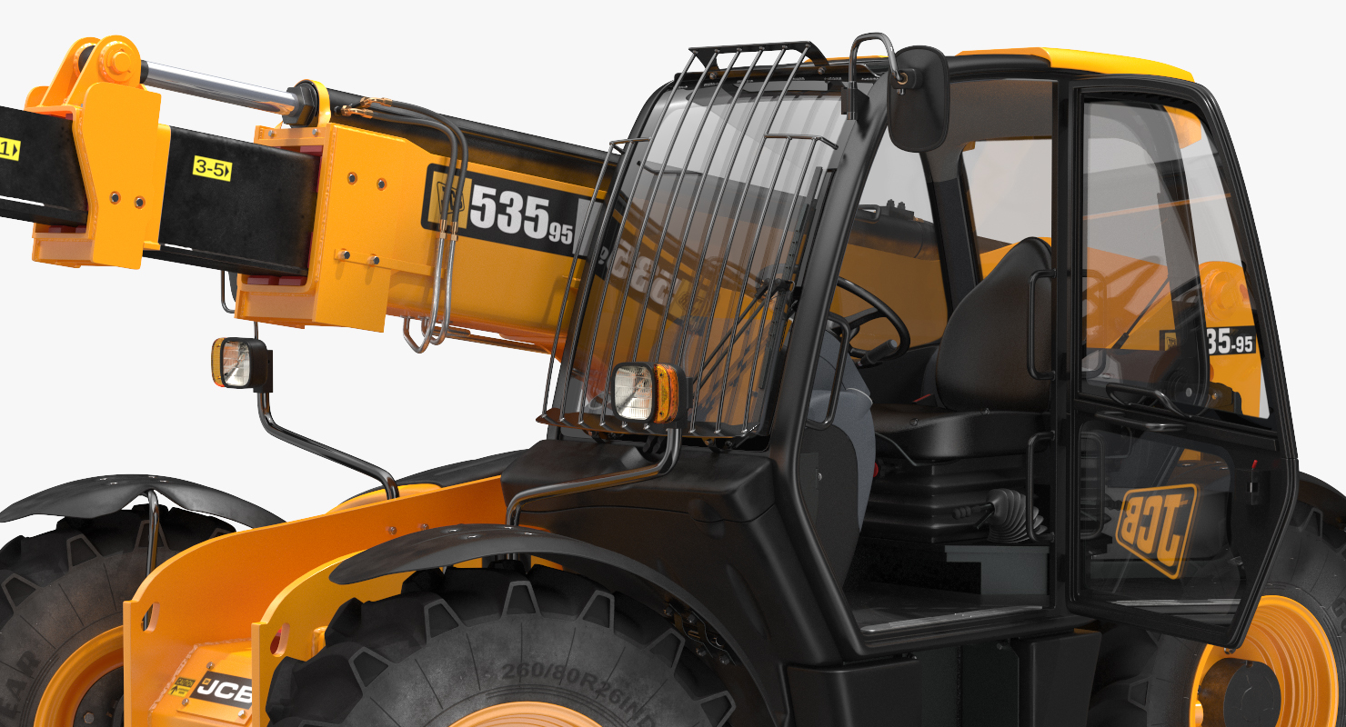 JCB 535 Telehandler Forklift Access Platform Clean Rigged 3D