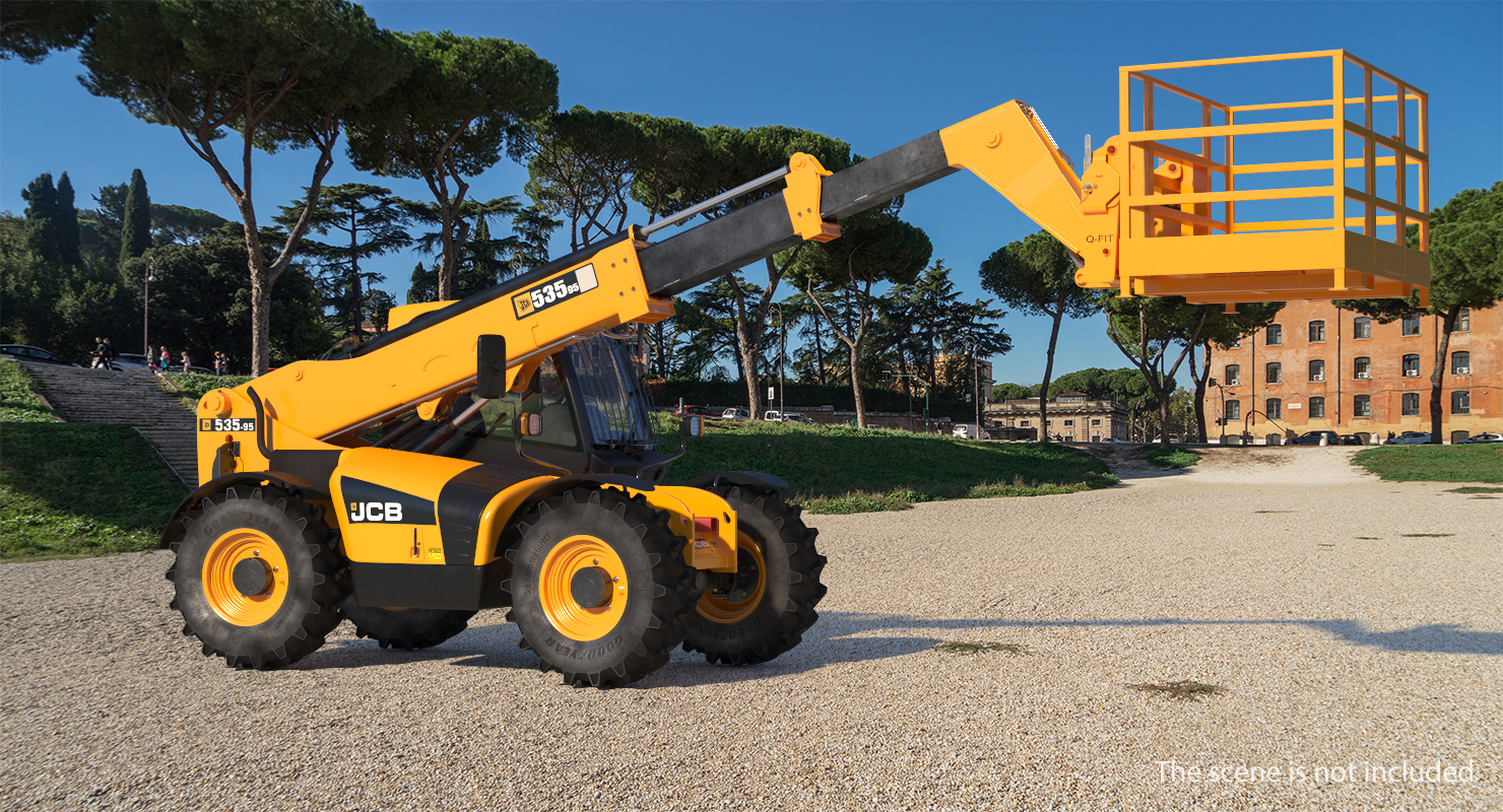 JCB 535 Telehandler Forklift Access Platform Clean Rigged 3D