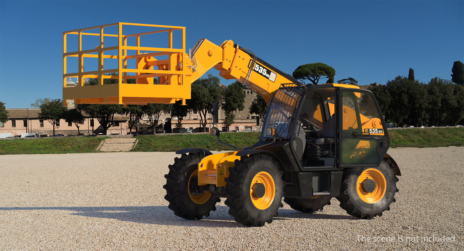 JCB 535 Telehandler Forklift Access Platform Clean Rigged 3D