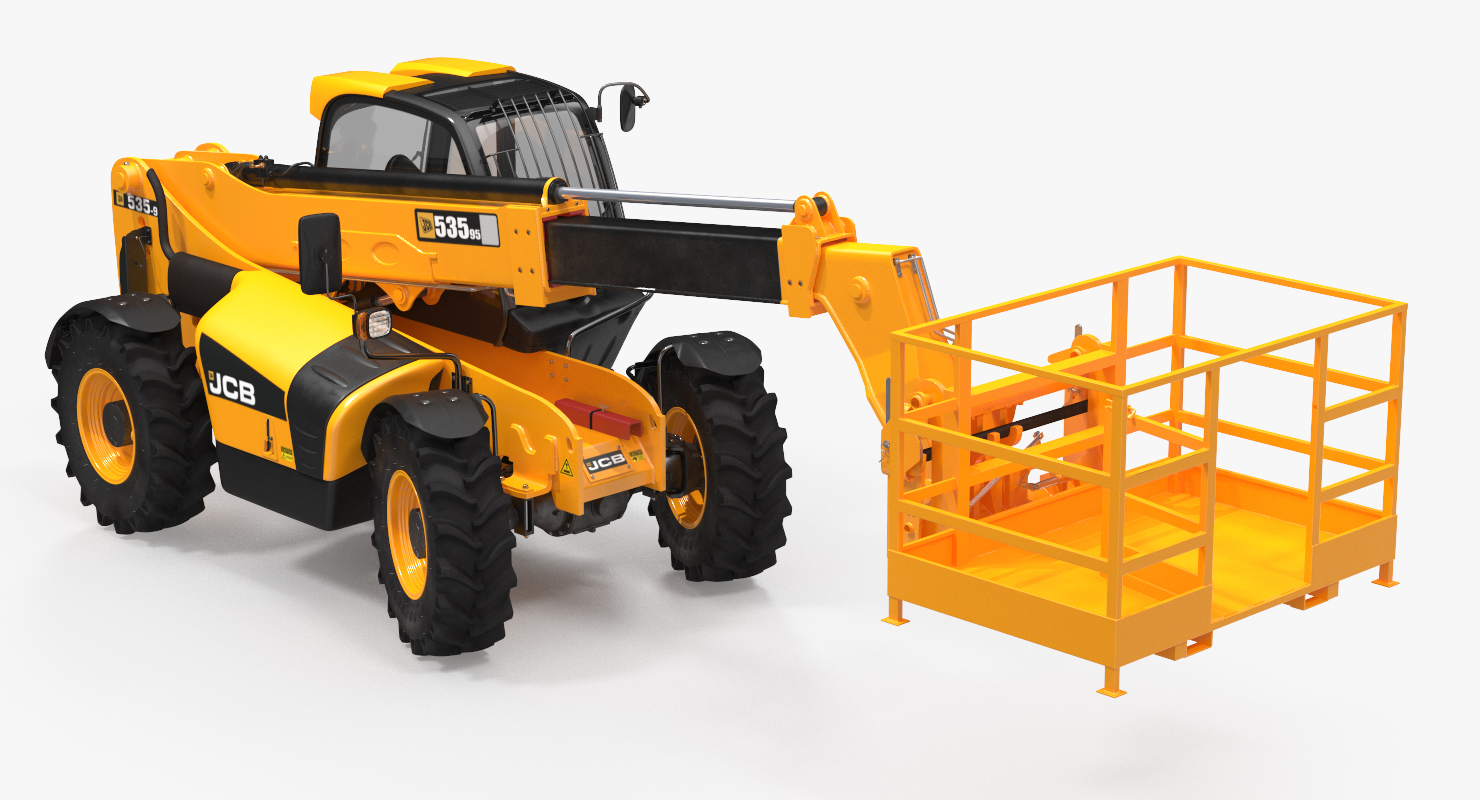 JCB 535 Telehandler Forklift Access Platform Clean Rigged 3D