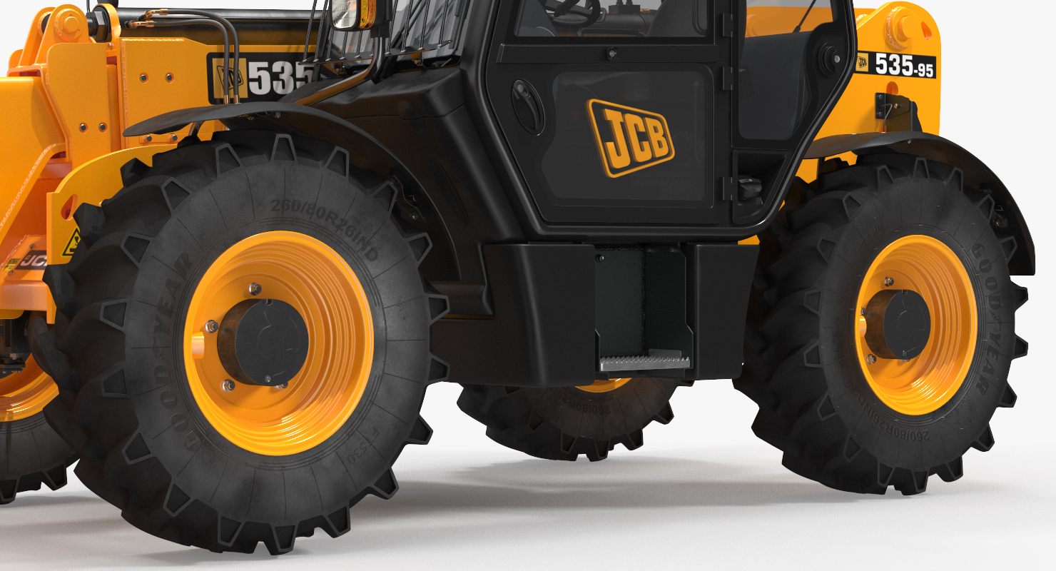 JCB 535 Telehandler Forklift Access Platform Clean Rigged 3D