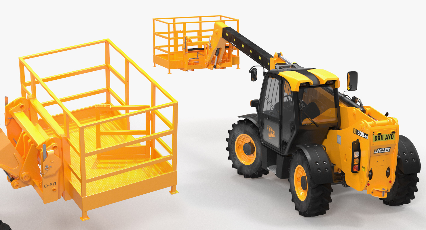 JCB 535 Telehandler Forklift Access Platform Clean Rigged 3D