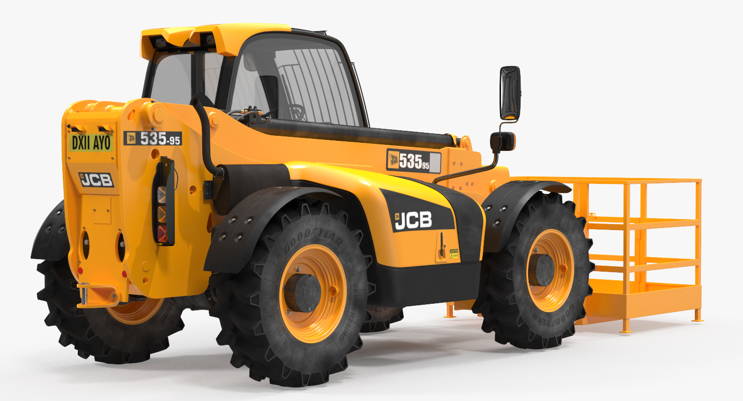 JCB 535 Telehandler Forklift Access Platform Clean Rigged 3D