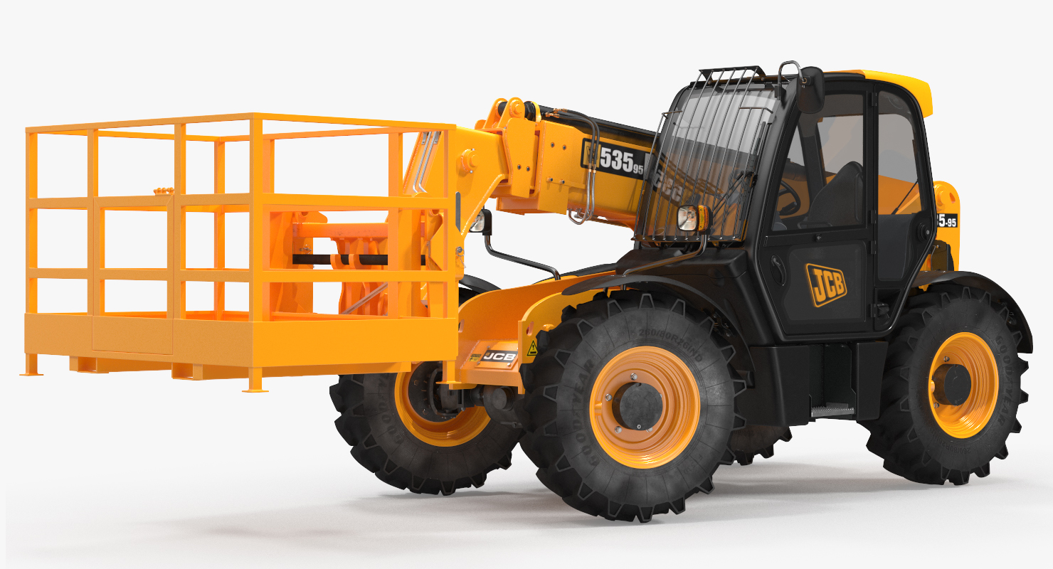 JCB 535 Telehandler Forklift Access Platform Clean Rigged 3D
