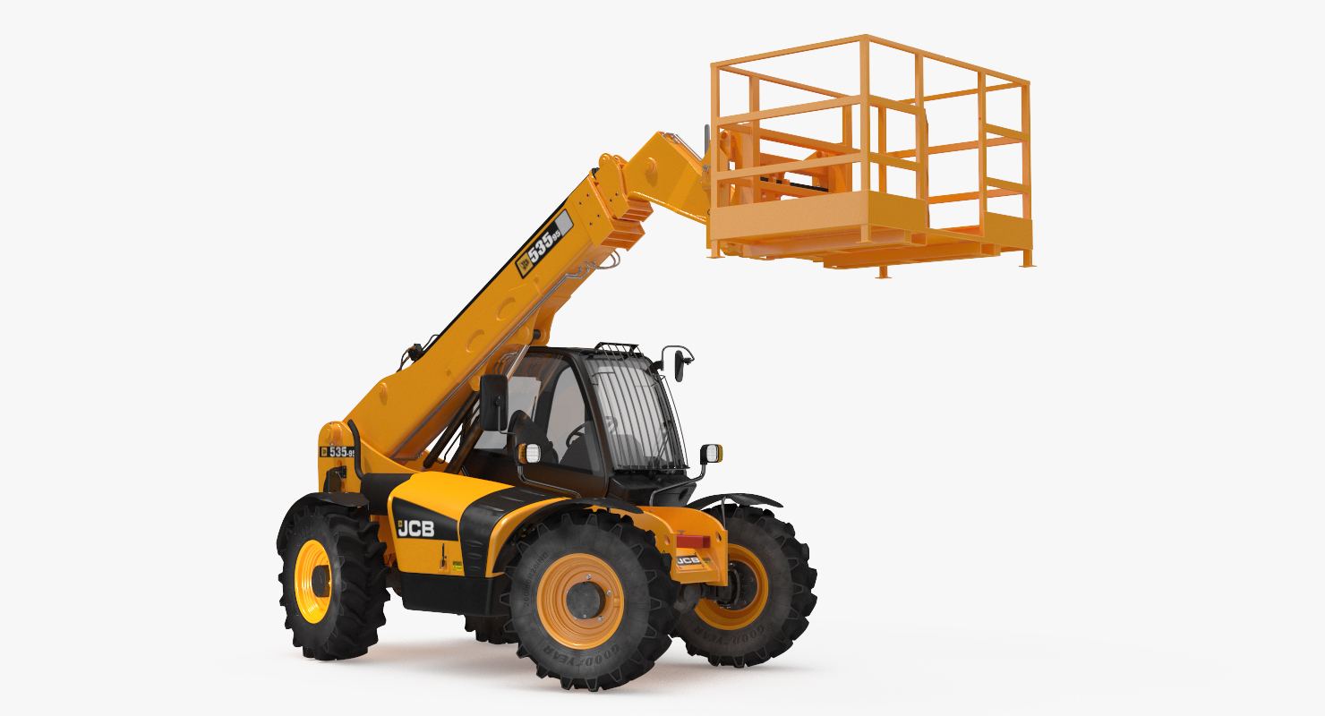 JCB 535 Telehandler Forklift Access Platform Clean Rigged 3D