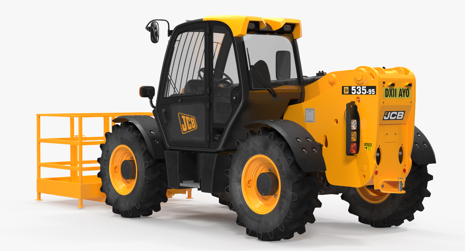 JCB 535 Telehandler Forklift Access Platform Clean Rigged 3D
