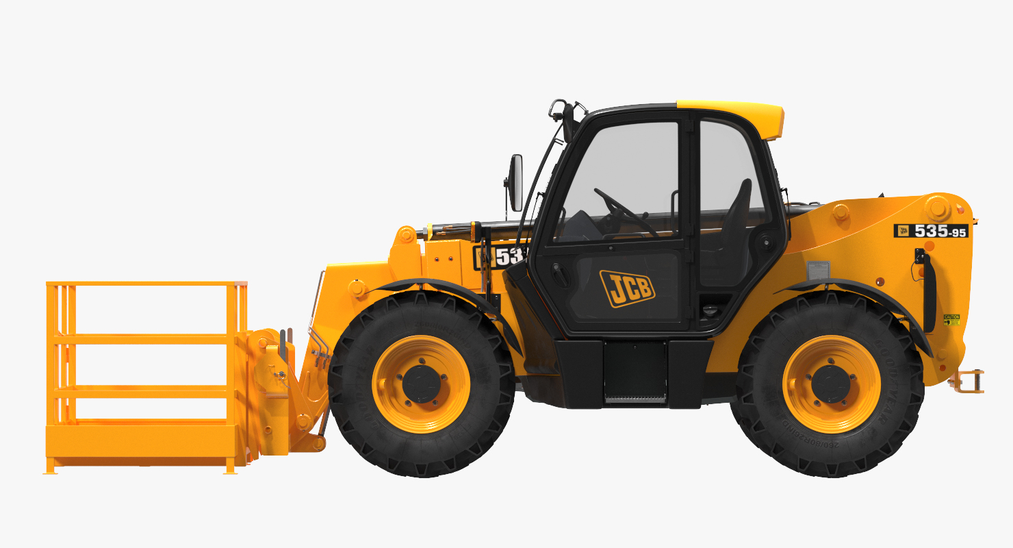 JCB 535 Telehandler Forklift Access Platform Clean Rigged 3D