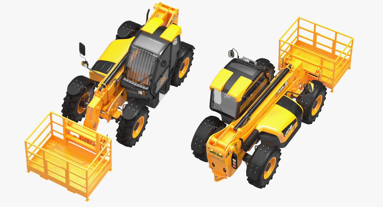 JCB 535 Telehandler Forklift Access Platform Clean Rigged 3D